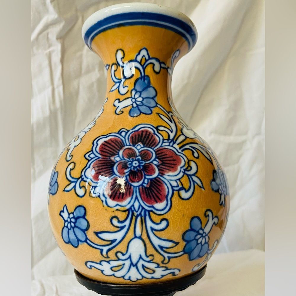 Simply Lovely Vase, Heavy Pottery, Crackle Glaze Finish-Great Quality, Colorful